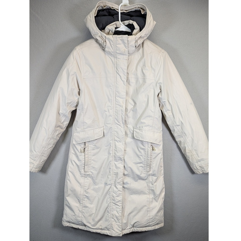 L.L. Bean Women's Down Parka Coat XS Beige Hooded Winter Outerwear Jacket‎